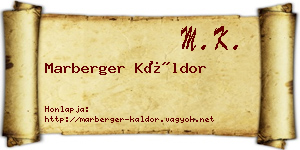 Marberger Káldor névjegykártya